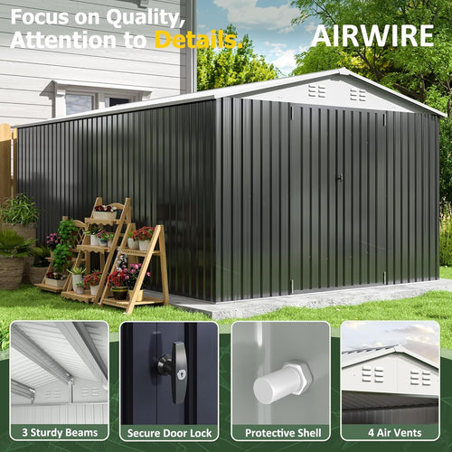 10x14 FT Metal Garden Storage Shed R918381