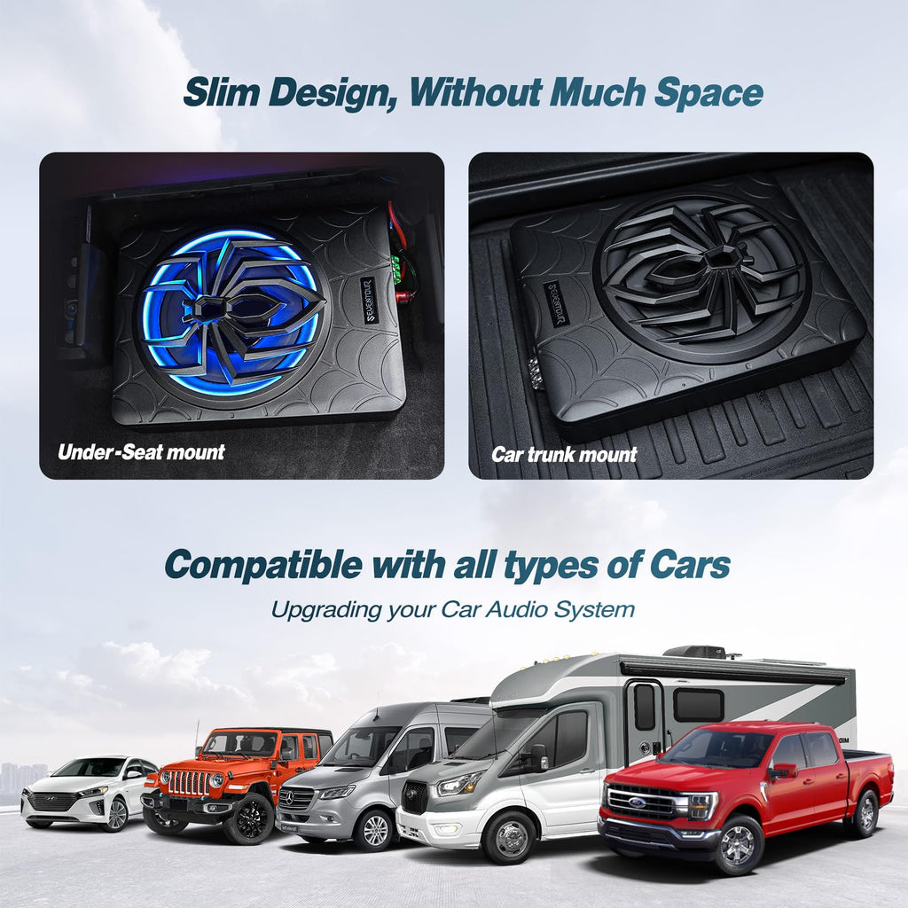 10" 1200W Powered Car Subwoofer with Amplifier H14996