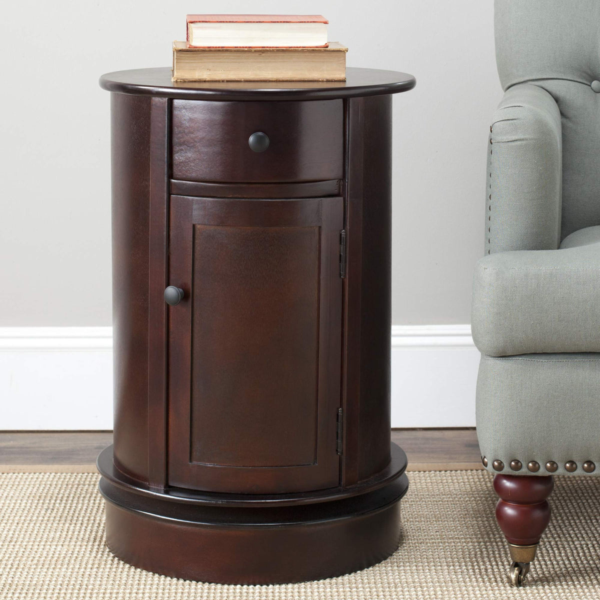26" Dark Cherry Swivel Storage Accent Table G6678