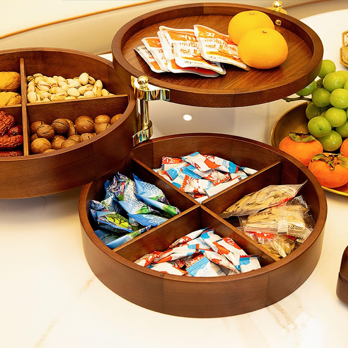 3 Layers Solid Wood Fruit Bowl U26217