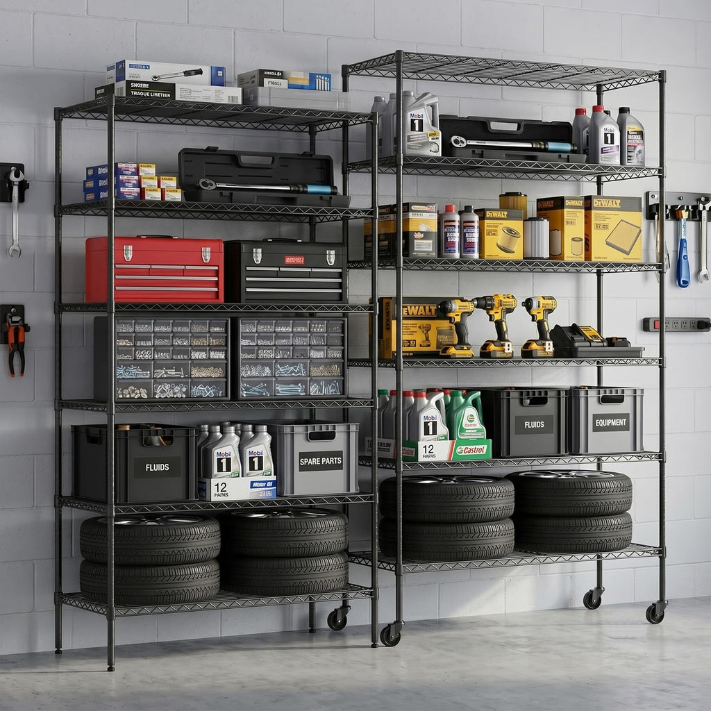 Black Adjustable Metal Wire Shelving Unit N1075