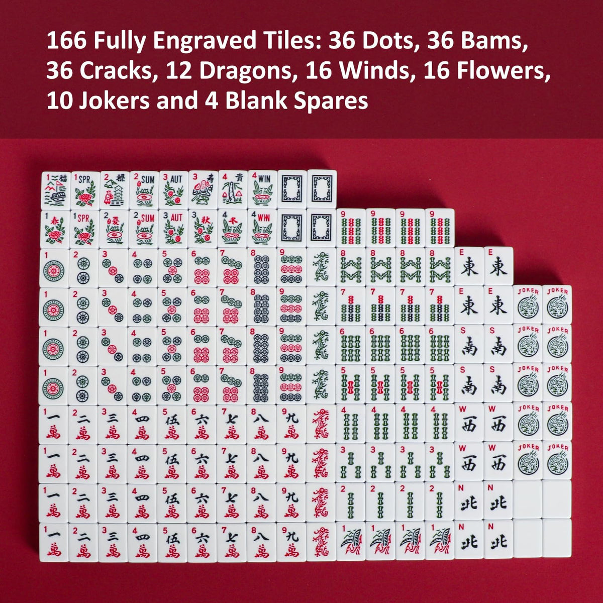 166 White Tiles Mahjong Set with Blue Carrying Bag L9550
