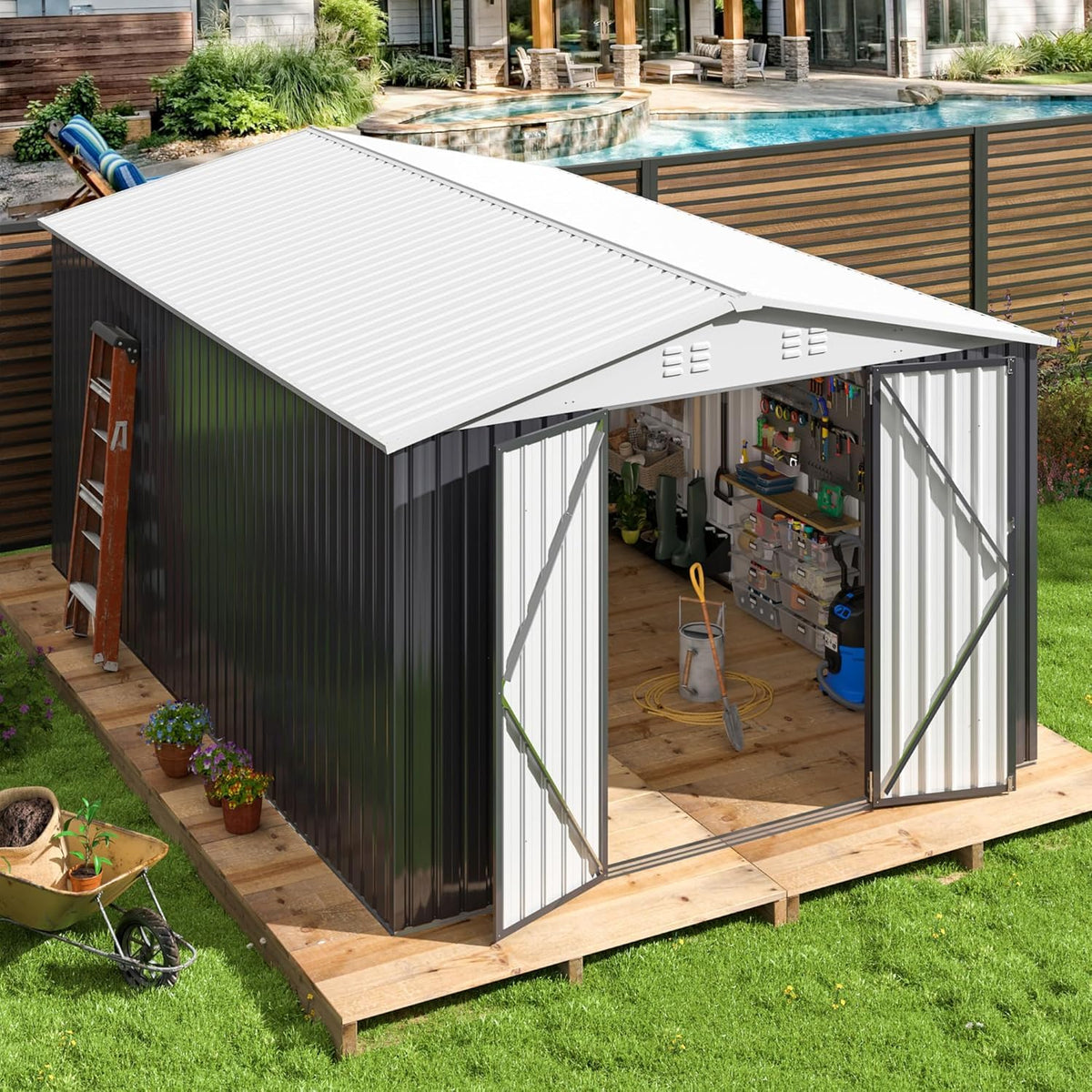 10x14 FT Metal Garden Storage Shed R918381