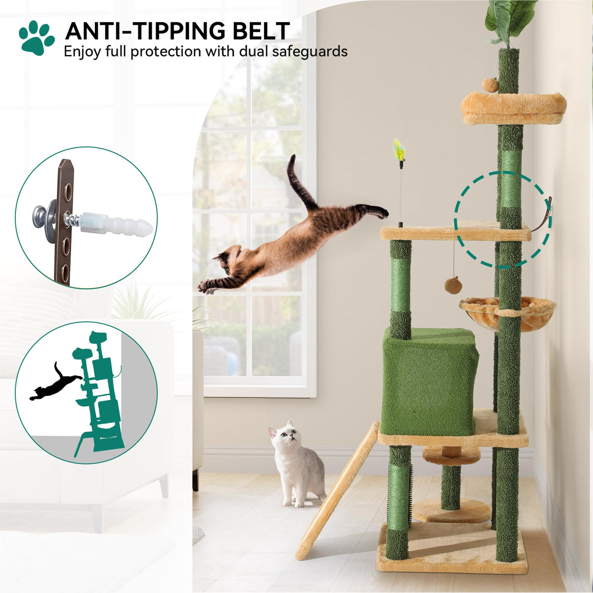 Tall Cat Tree Tower with Leaves X934