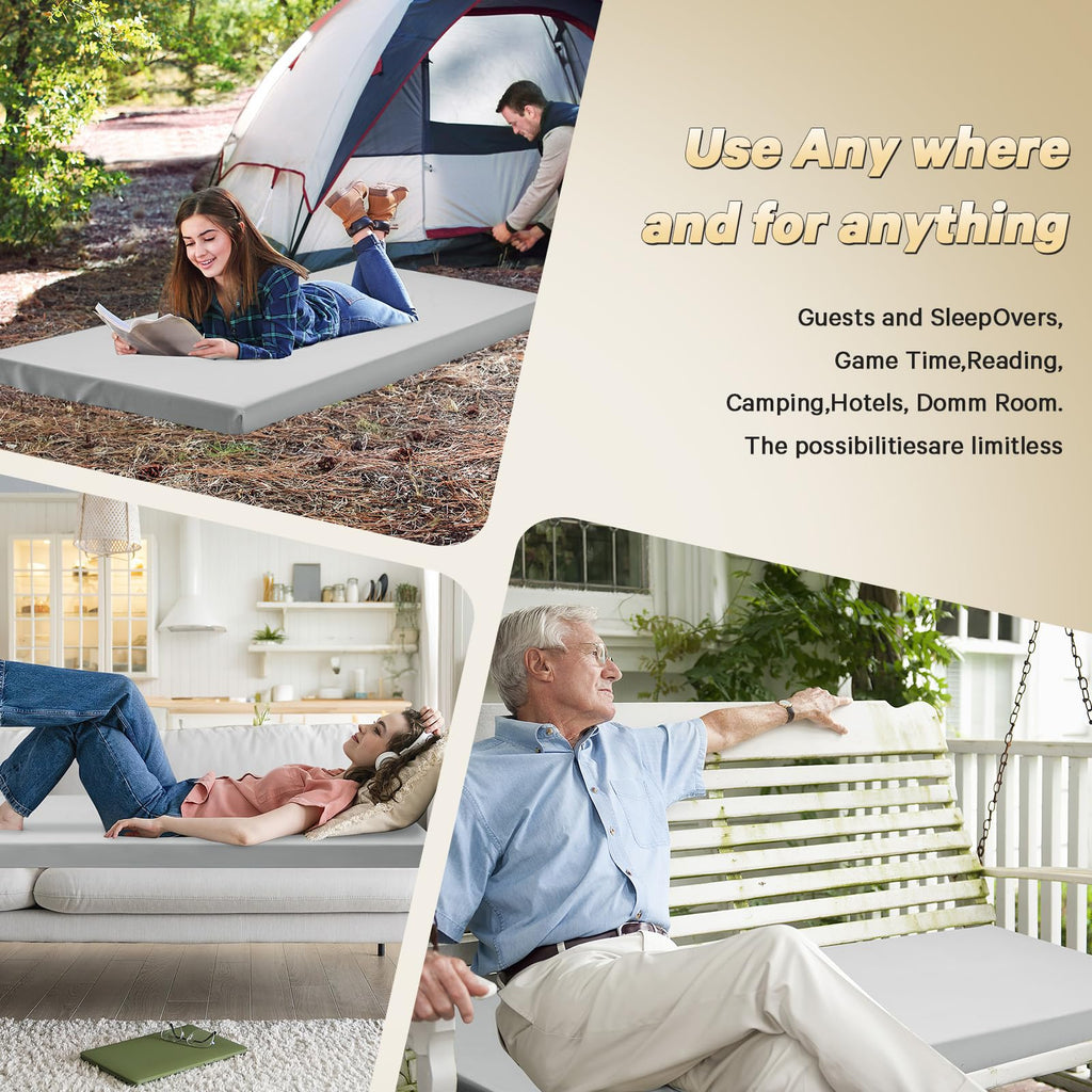 2 Inch Memory Foam Camping Cot Pad with Removable Cover Q528