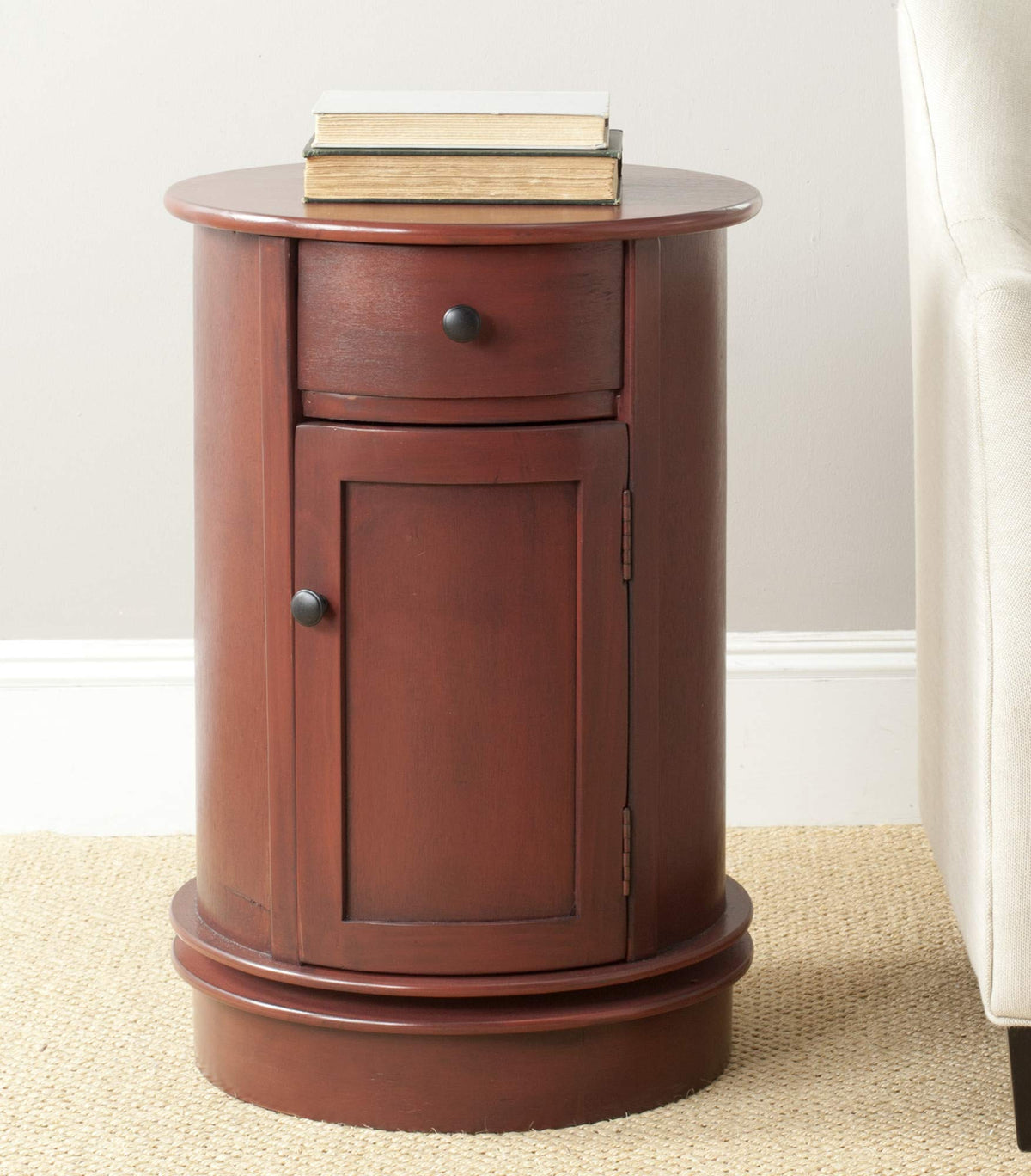 26" Dark Cherry Swivel Storage Accent Table G6678