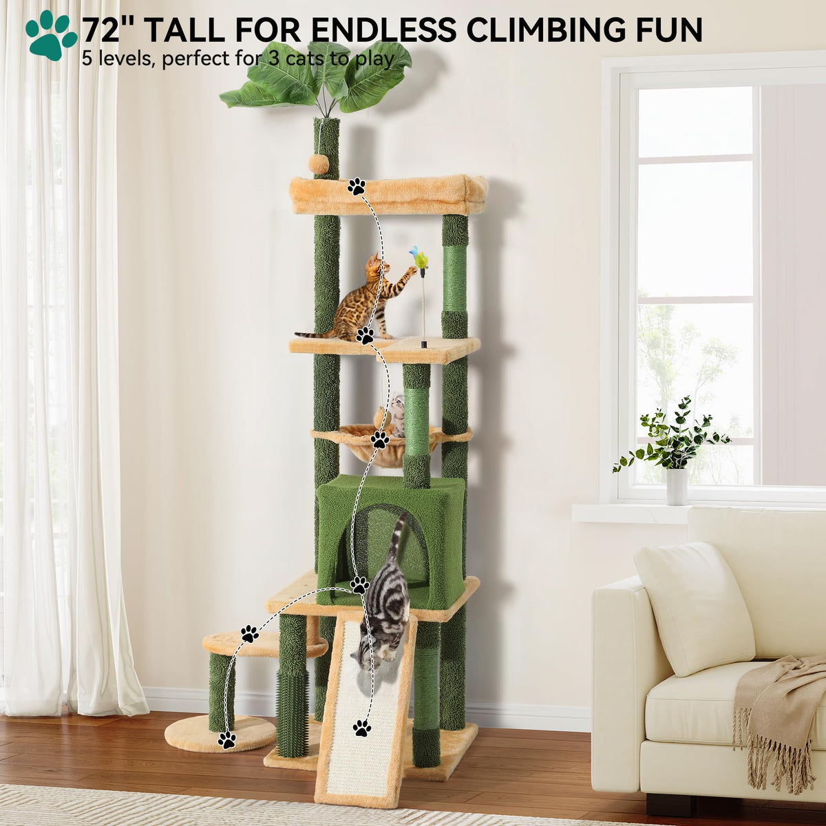 Tall Cat Tree Tower with Leaves X934