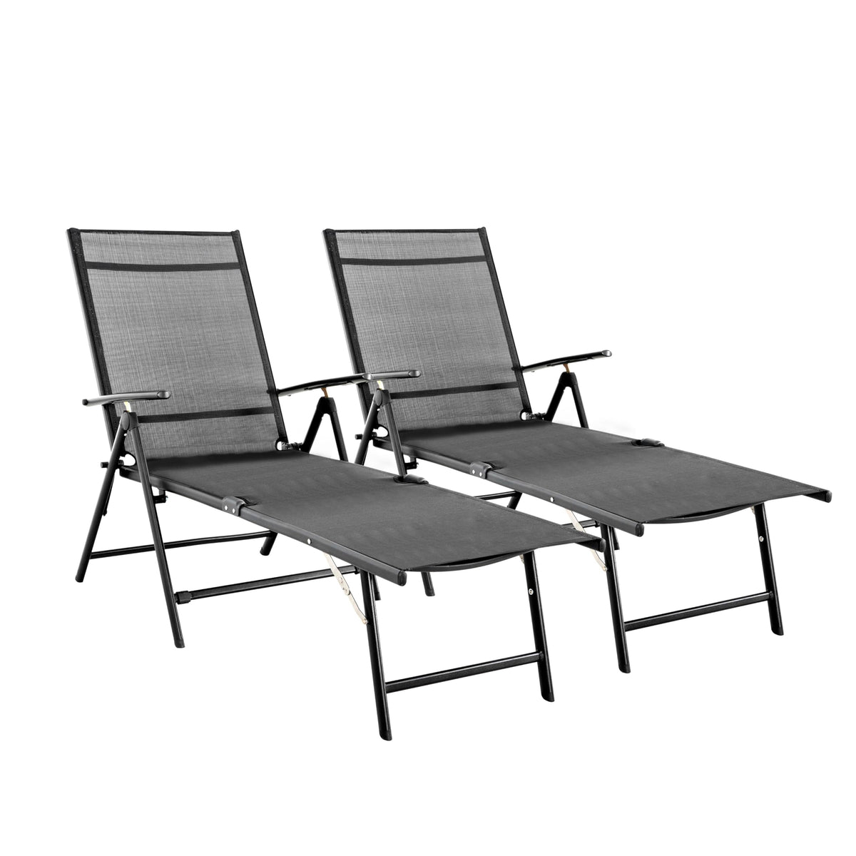 Folding Beach Lounge Chair 2-Pack Grey Textilene X28743
