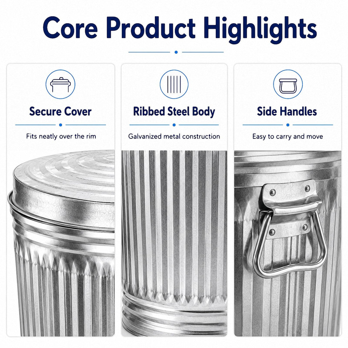 Galvanized Steel Trash Can with Locking Lid N52550