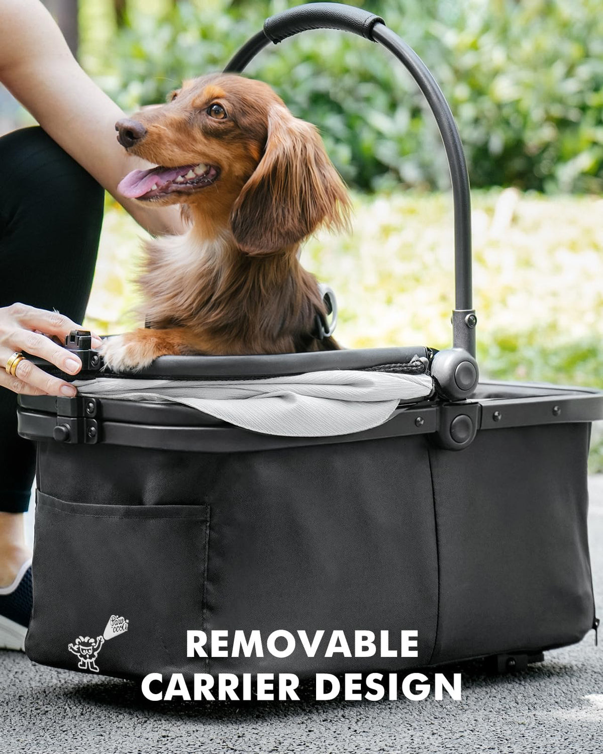 Black Foldable Pet Stroller with Detachable Carrier L6460