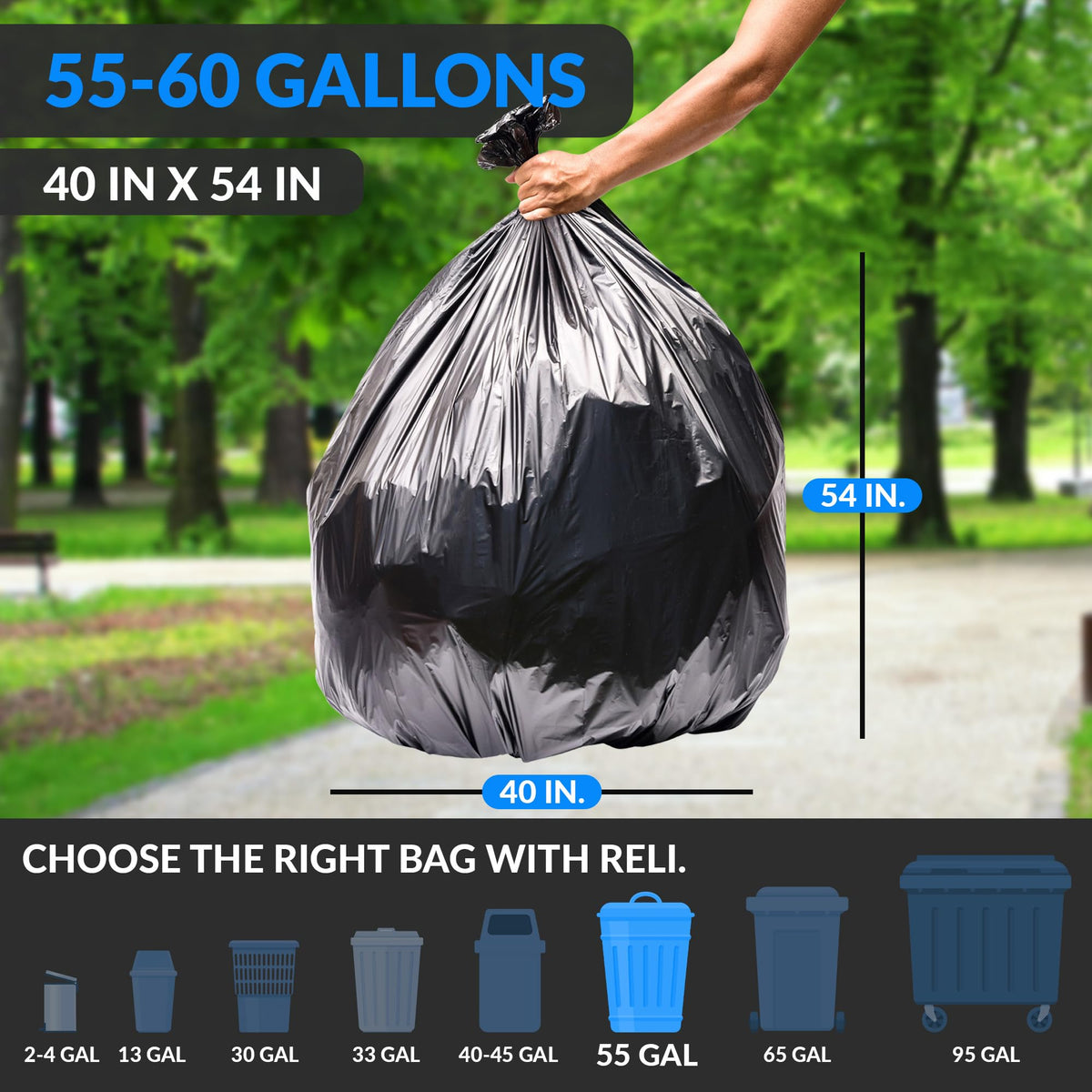 55-60 Gallon Heavy Duty Trash Bags Z204432