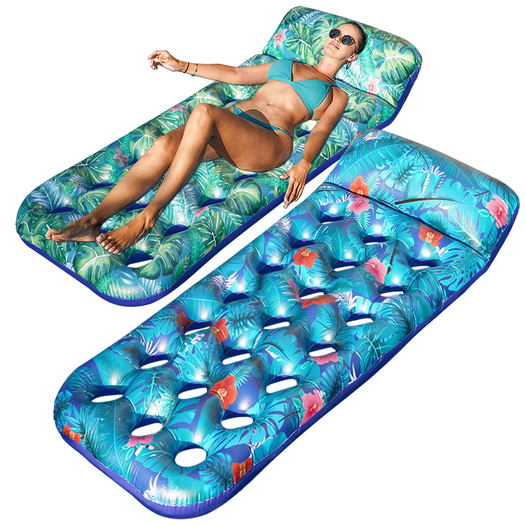 4 Pack Oversized Inflatable Pool Floats with Headrest and Cup Holder Y11934
