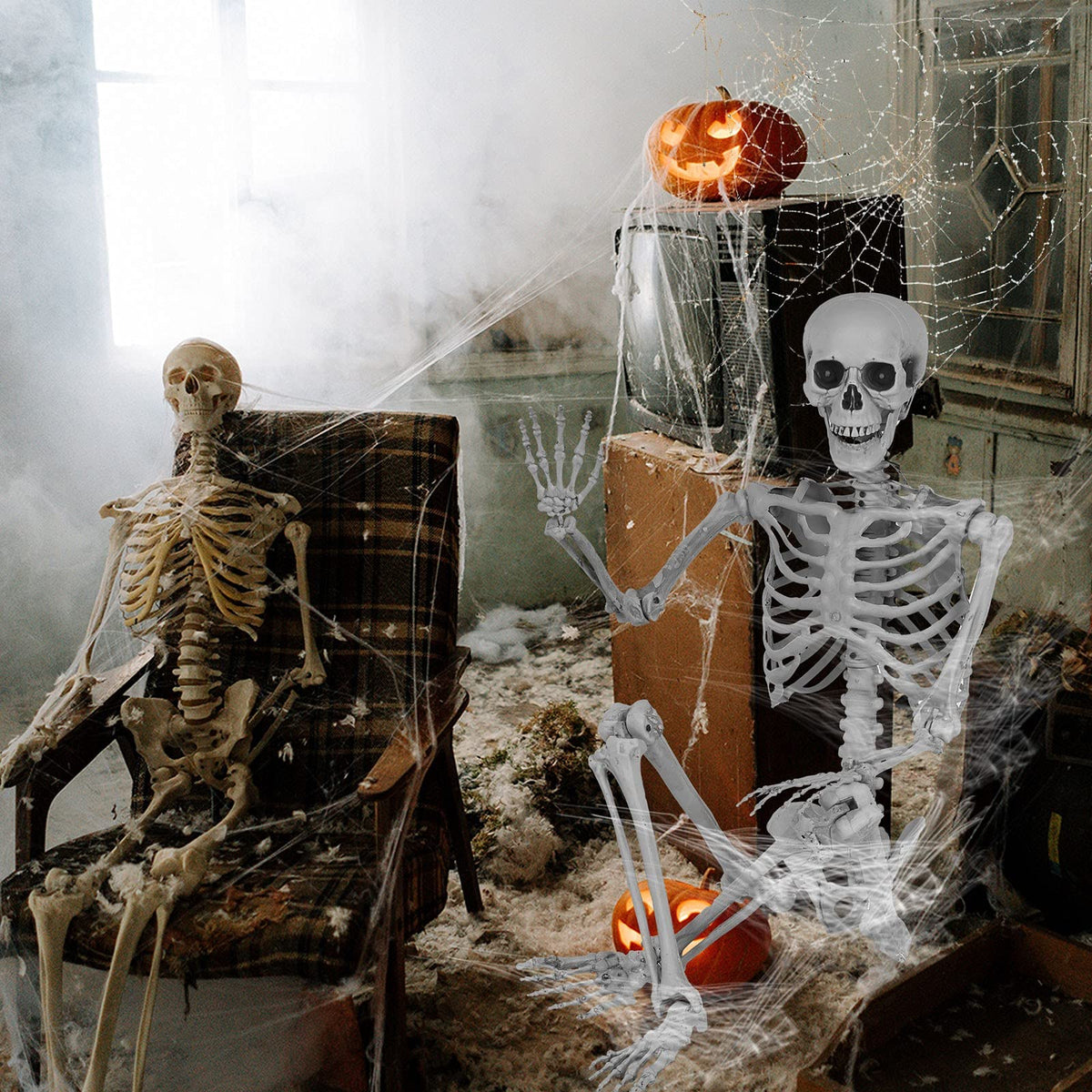 5.4 Ft Lighted Life Size Plastic Skeleton with Movable Joint Y2379