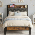 Twin Bed Frame with Storage Headboard E8490