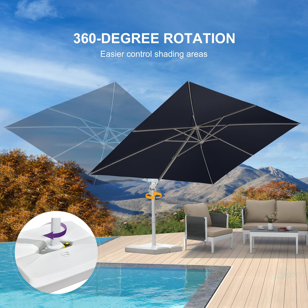 Navy Blue Aluminum Patio Umbrella with Base Z879