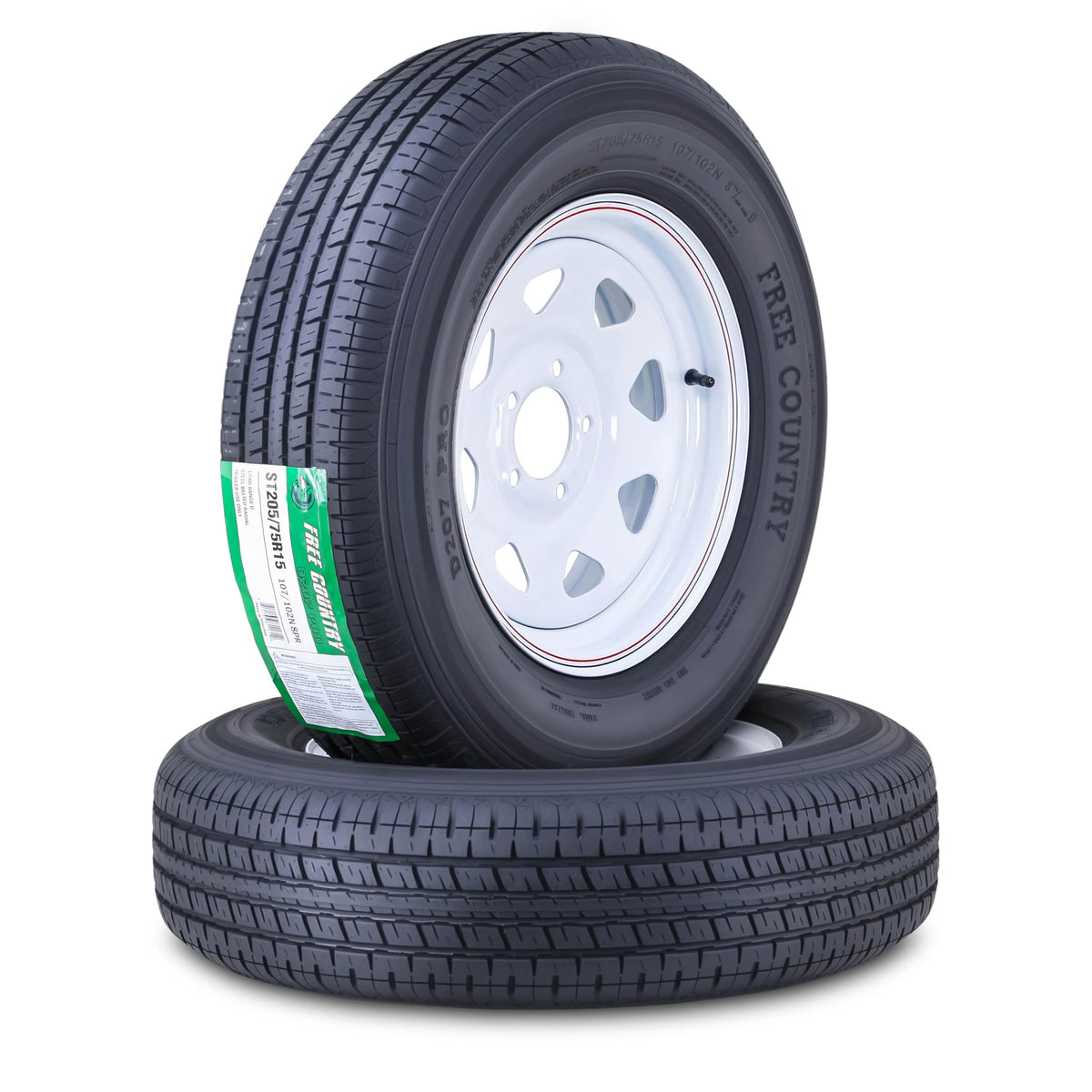 Trailer Tire Wheel ST205/75R15 8PR 5X4.5 White Spoke Pk2 F365