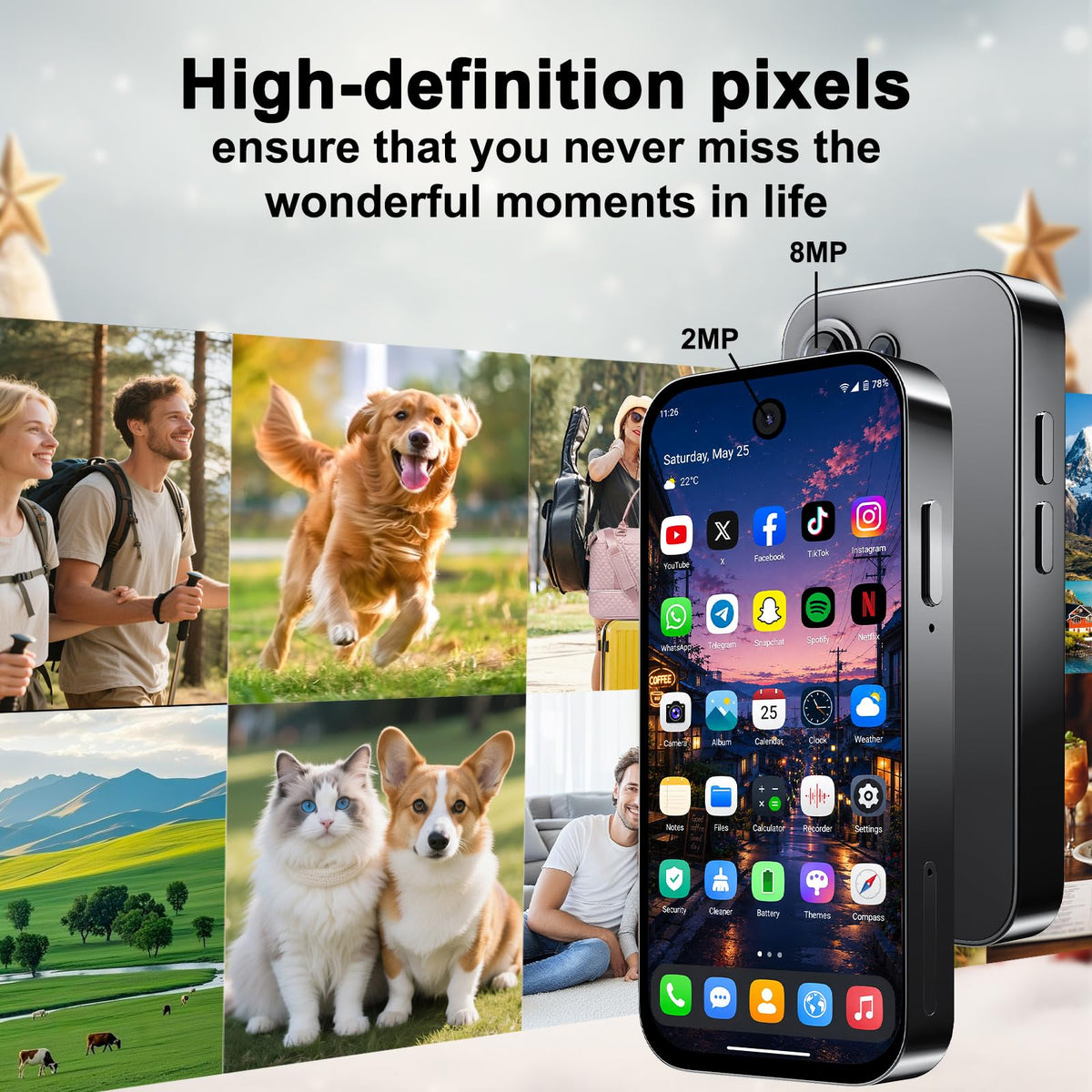 Unlocked 2G Mini Smartphone 2GB+32GB 2800Mah 3.0 Inch Dual SIM Black U1638