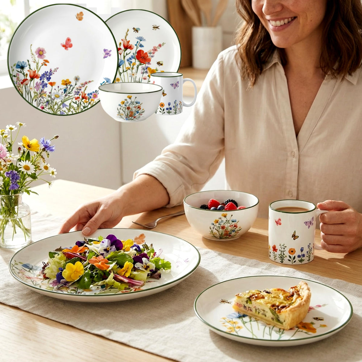 16 Pcs Ceramic Dinnerware Set W297601