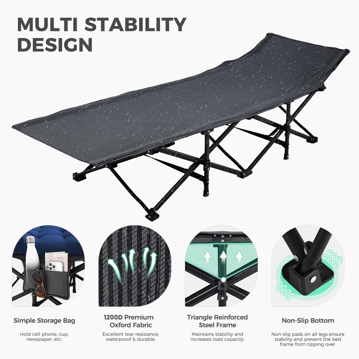 Folding Camping Cot with Mattress L12523