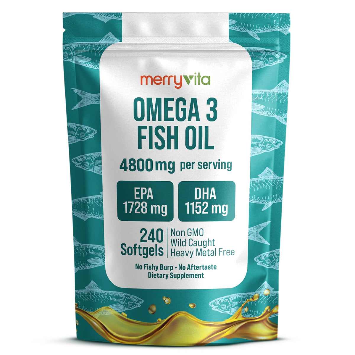 Omega 3 Fish Oil 4800 mg Softgels 240 Capsules D99039