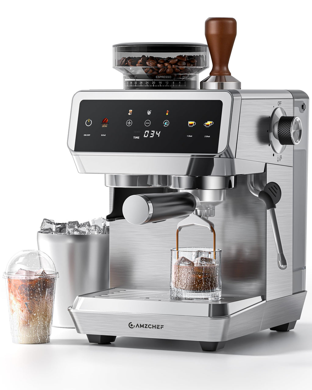 Espresso Machine With Grinder, Temp Control, 44 Grind Settings L4488