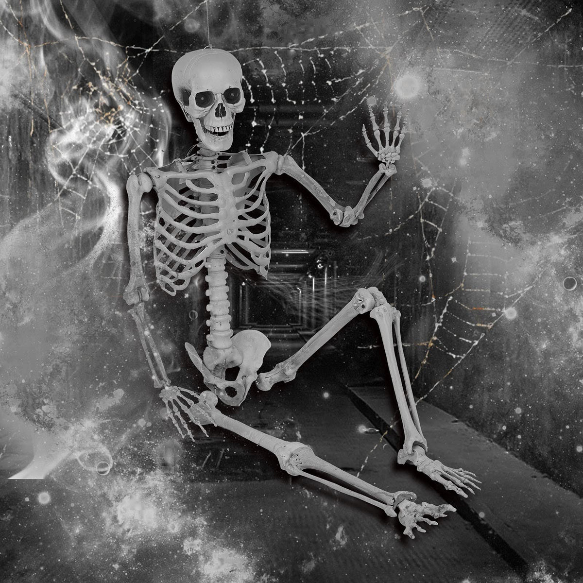 5.4 Ft Lighted Life Size Plastic Skeleton with Movable Joint Y2379
