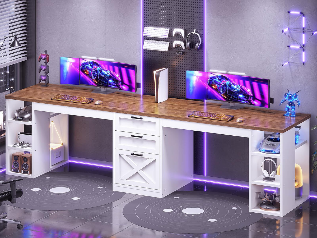 96.5" 2 Person Computer Desk with Storage Drawers Q745