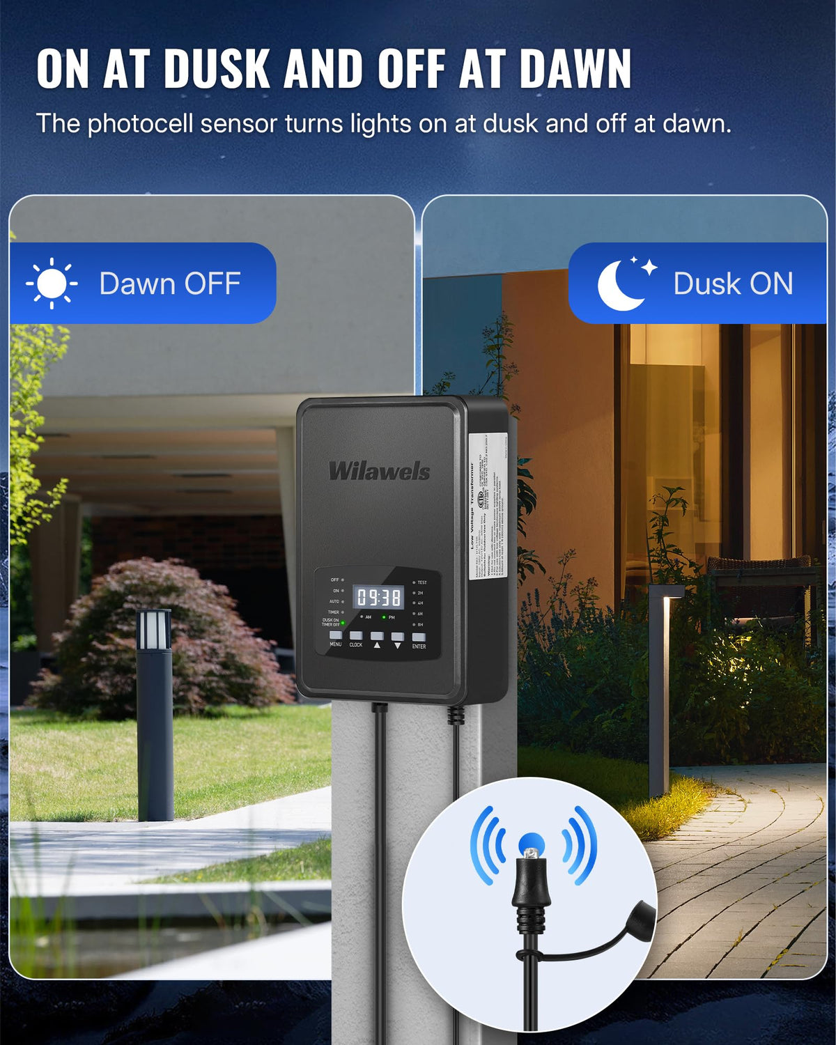 300W Low Voltage Landscape Transformer with Timer and Photocell Sensor U932736