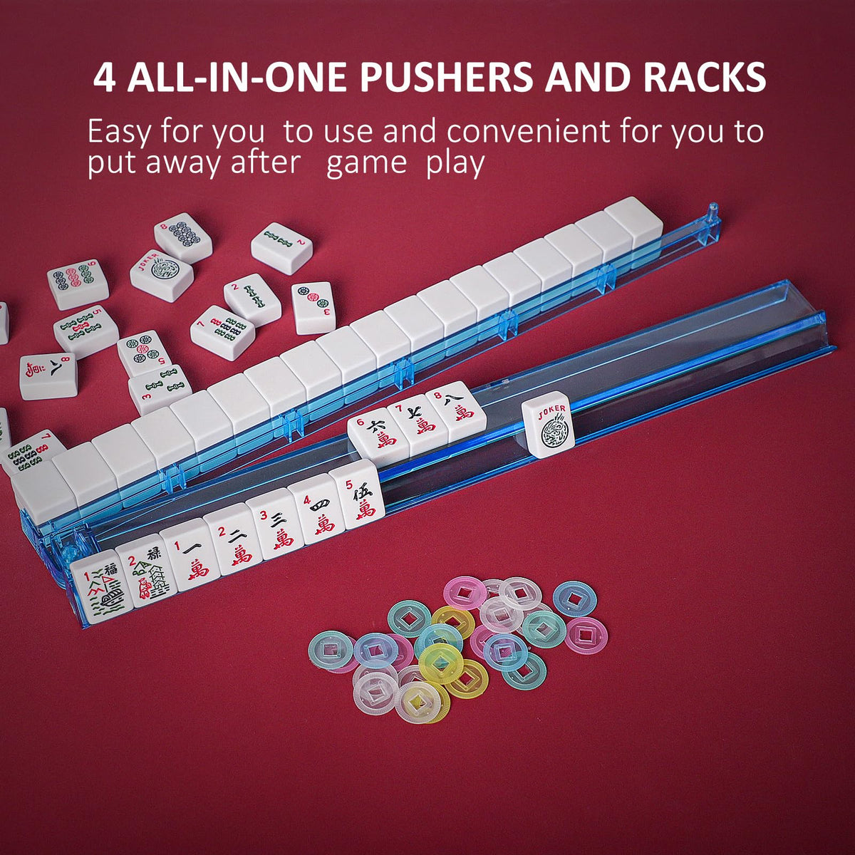 166 White Tiles Mahjong Set with Blue Carrying Bag L9550