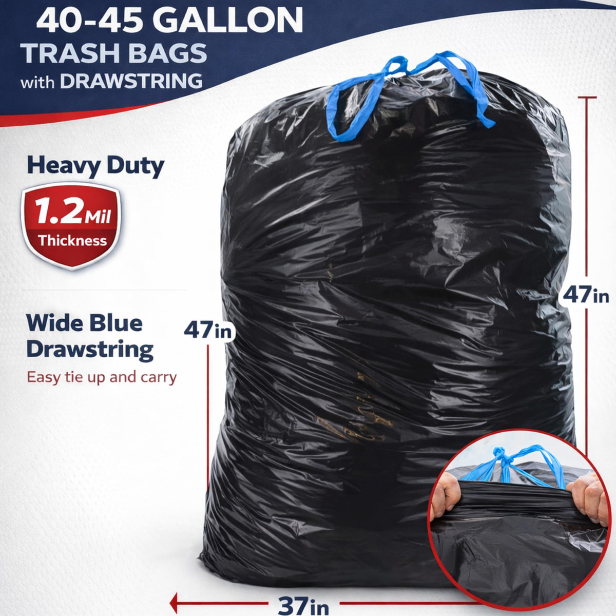 44 Gallon Drawstring Trash Bags 50 Count N857
