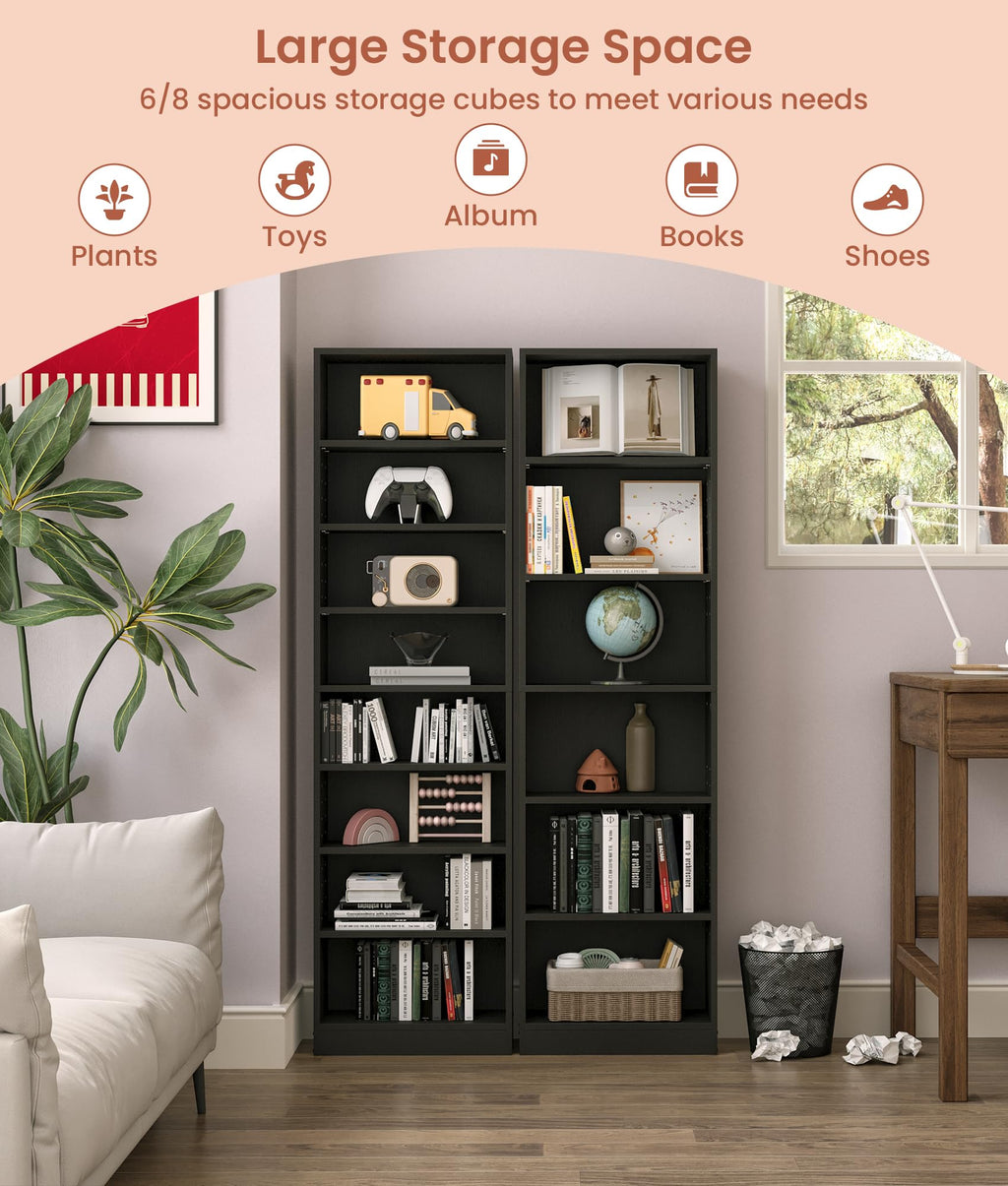 6 Tier Black Adjustable Media Shelf K97588