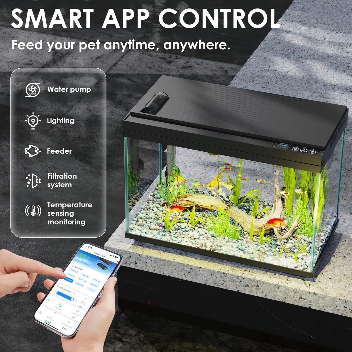 5.8 Gallon App-Controlled Self-Cleaning Fish Tank I83949