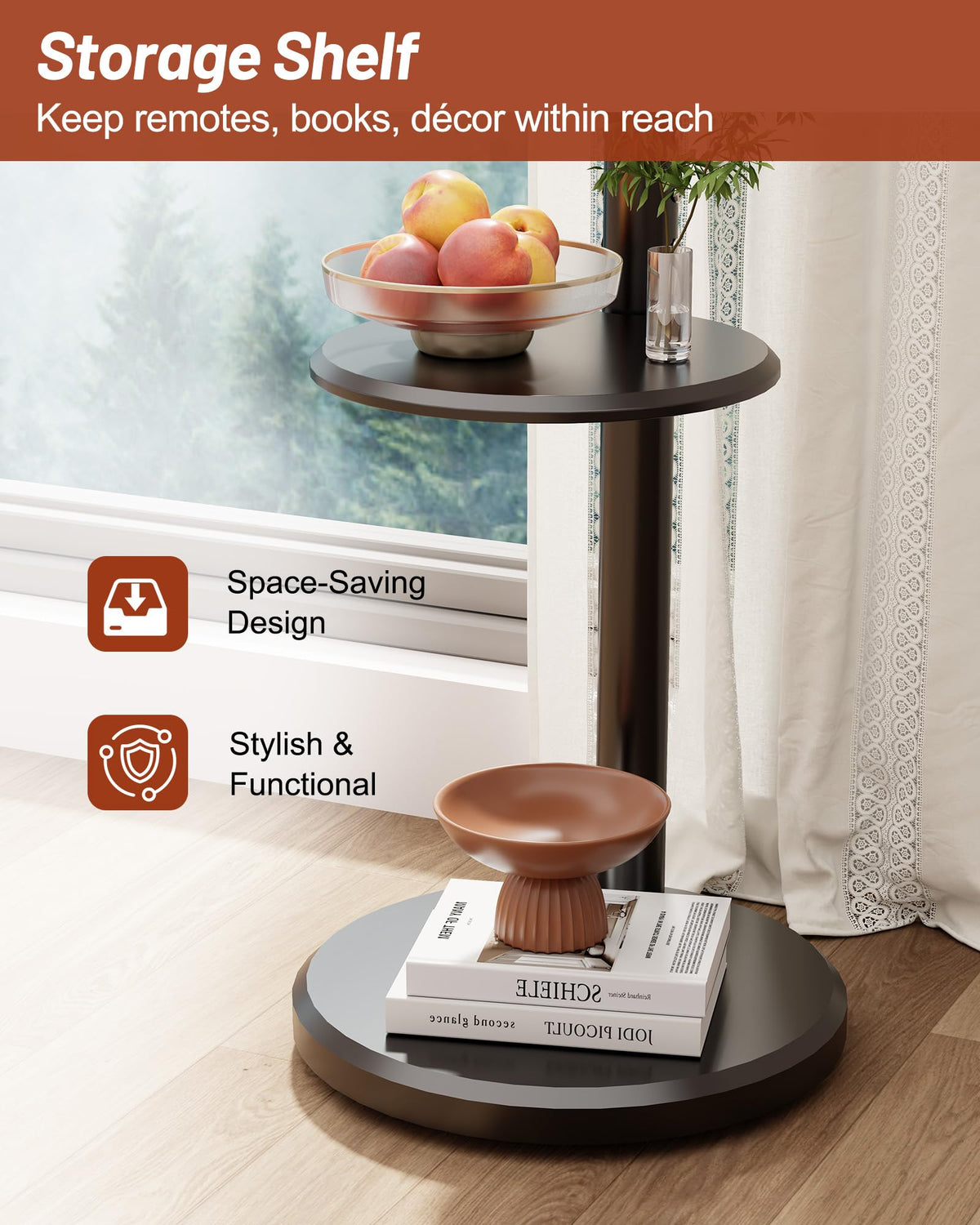 Rolling TV Stand with Shelf and Hidden Wheels G4913