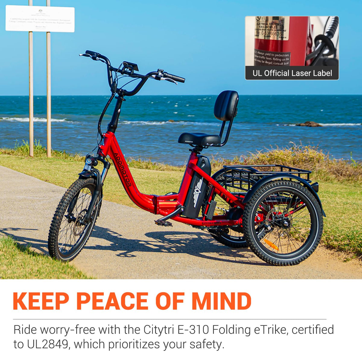 Folding Electric Tricycle 750W 48V 20Ah UL2849 G363
