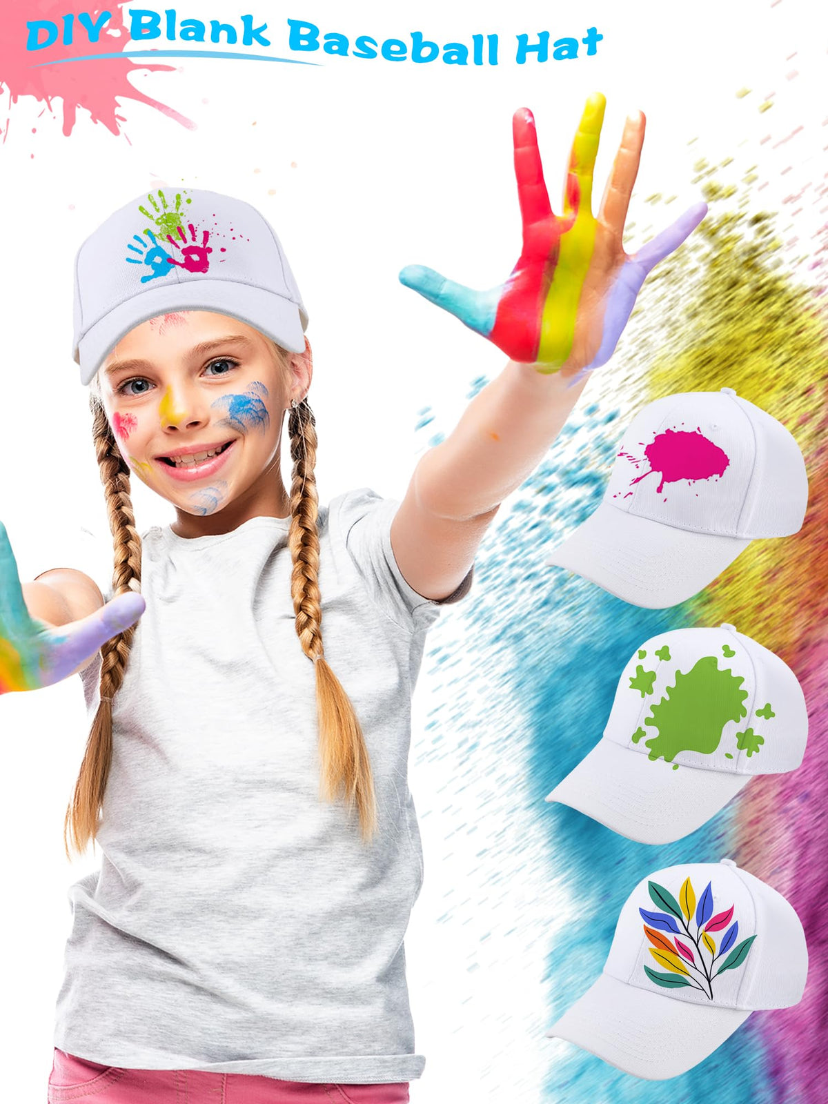 30 Pcs White Cotton Kids Baseball Cap Z146