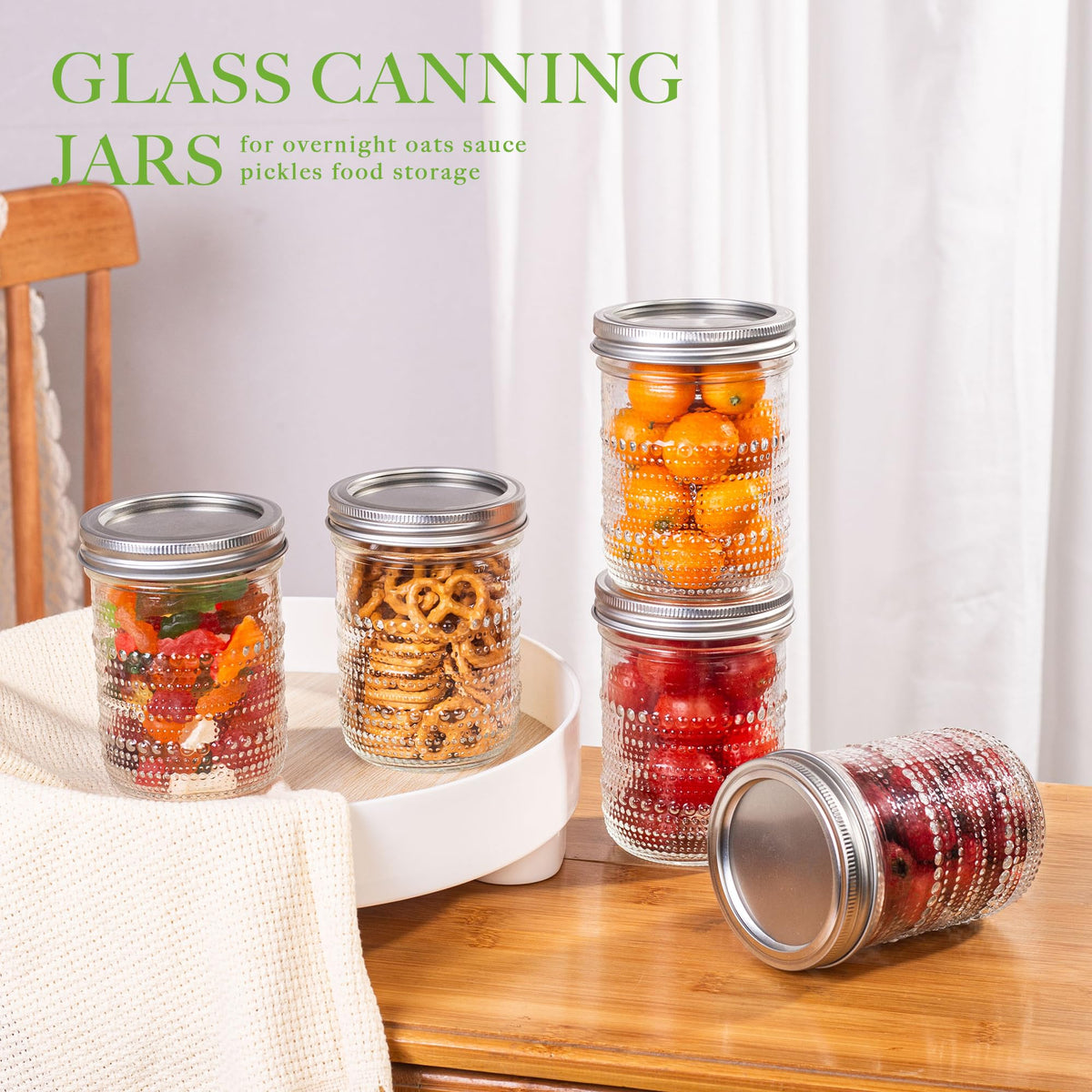 16 Oz Wide Mouth Glass Mason Jars 6 Packs O759