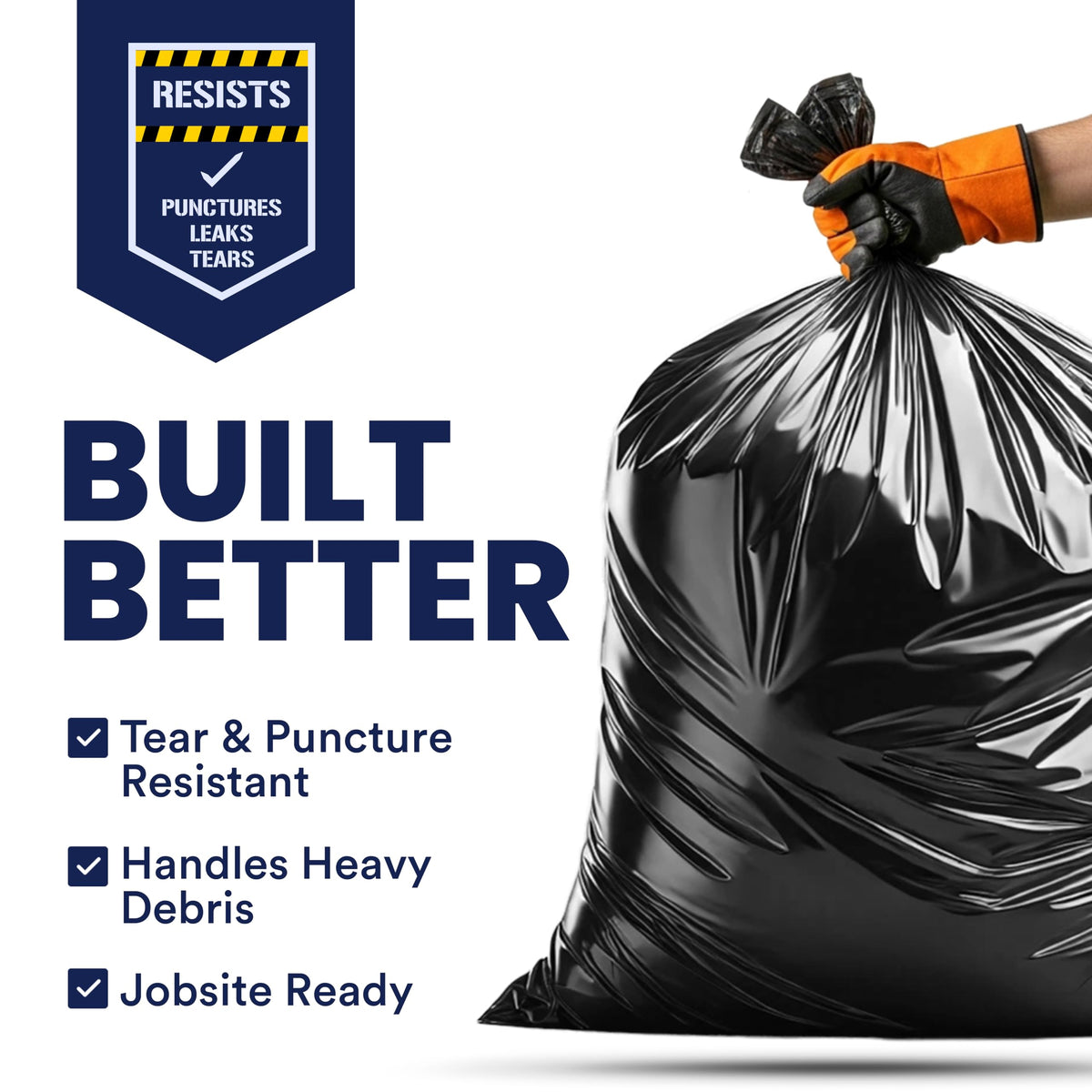 33 Gallon 3.0 Mil Black Heavy Duty Trash Bags 50 Count Q4361