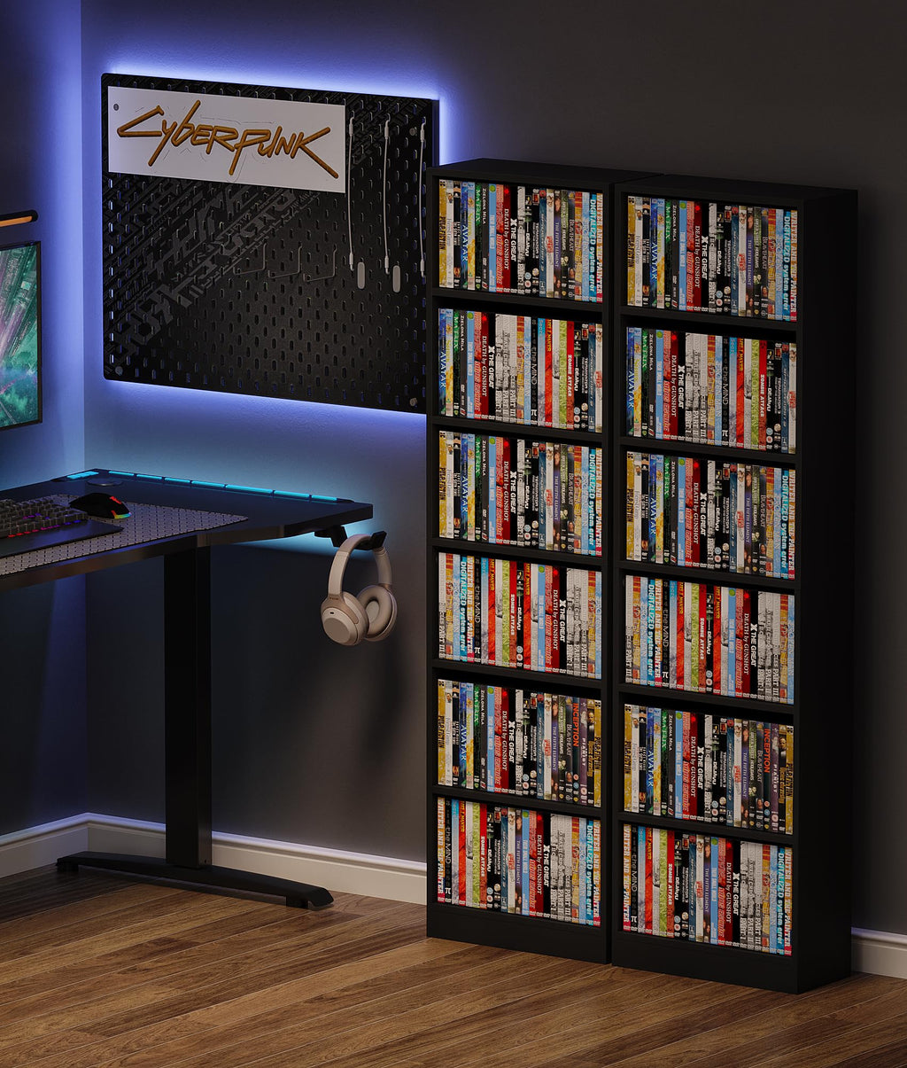 6 Tier Black Adjustable Media Shelf K97588