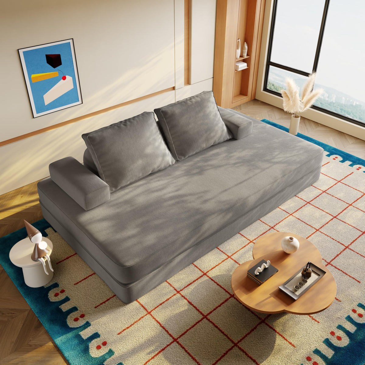 Light Gray Convertible Sofa Bed W581
