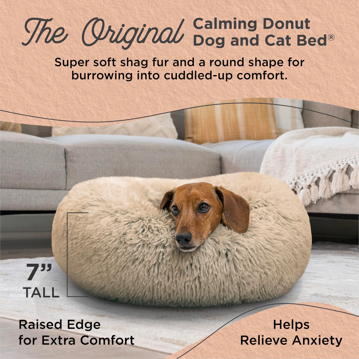 Small Taupe Dog Bed W2388