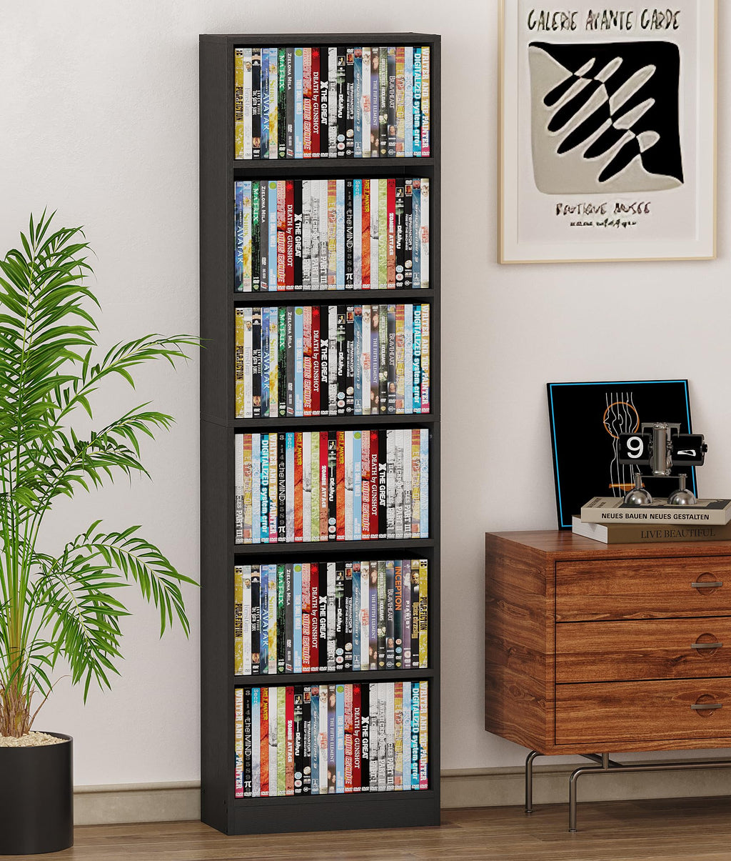 6 Tier Black Adjustable Media Shelf K97588