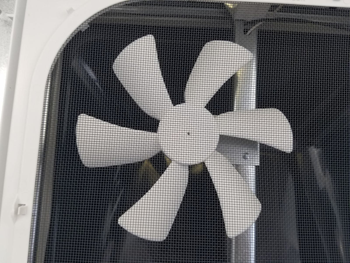 White RV Roof Vent with 12 Volt Fan P403