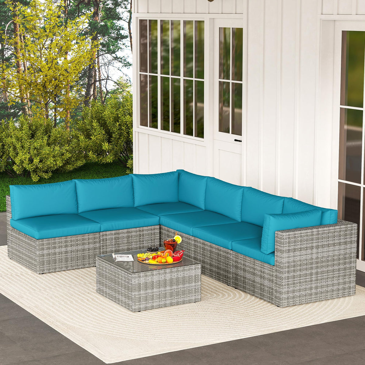 7-Piece Wicker Patio Conversation Set with Coffee Table W66482