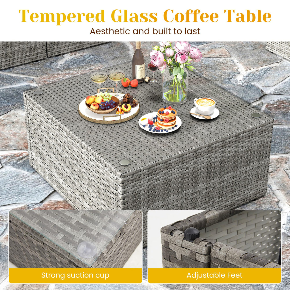 7-Piece Wicker Patio Conversation Set with Coffee Table W66482