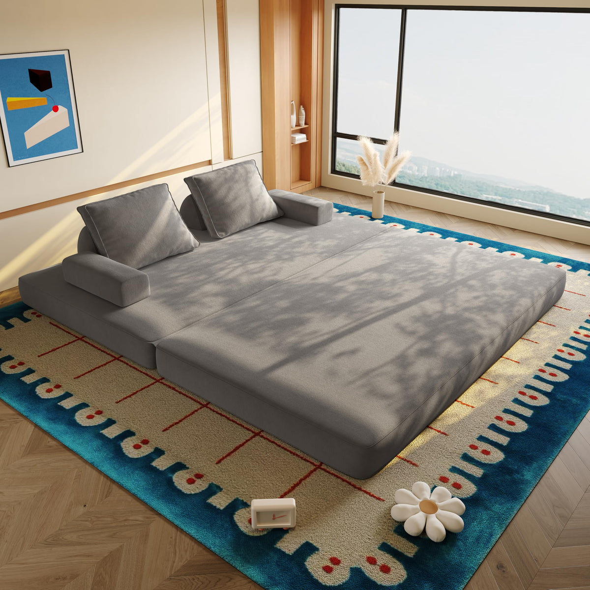 Light Gray Convertible Sofa Bed W581