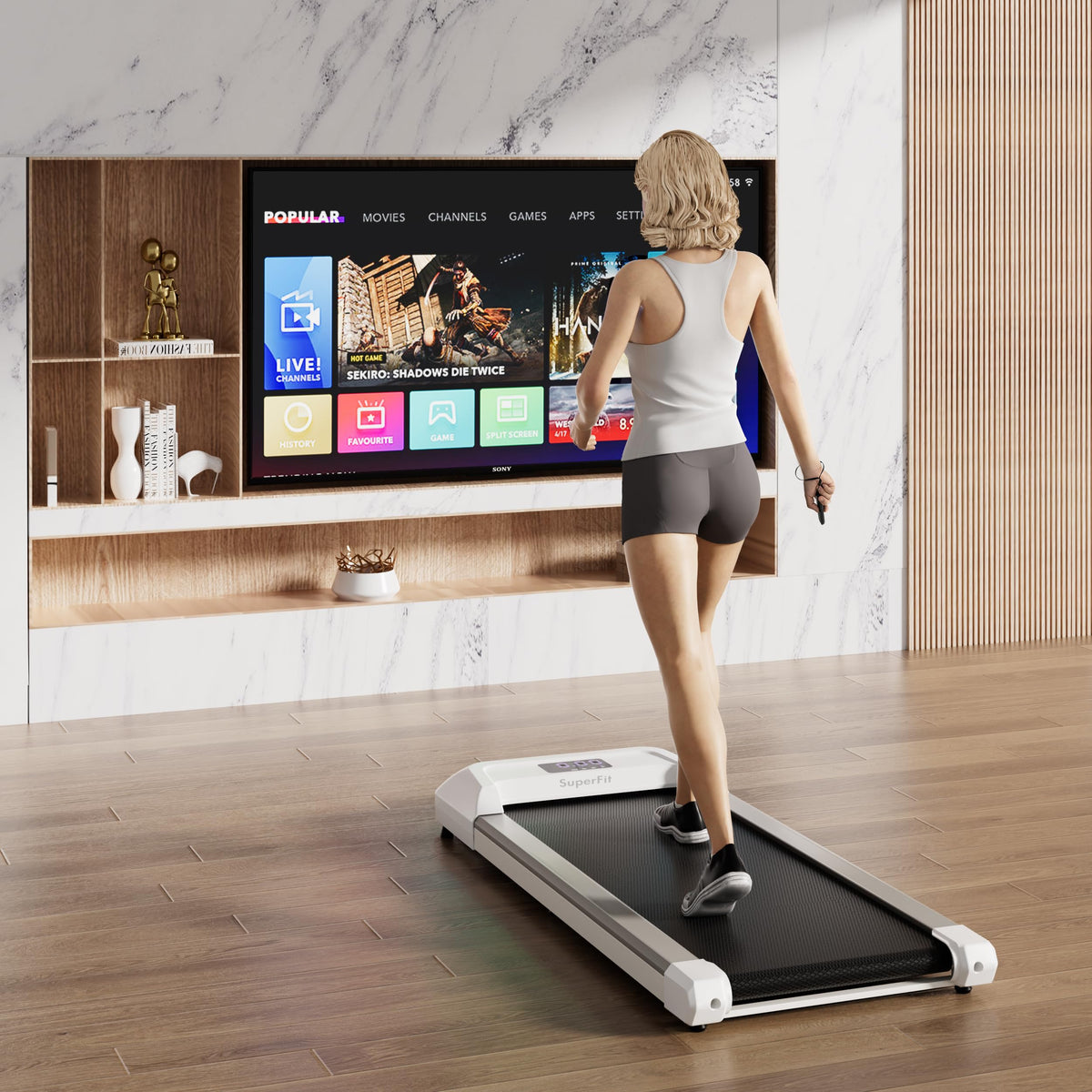 2.25HP Under Desk Treadmill with LED Display and Remote Control R55678