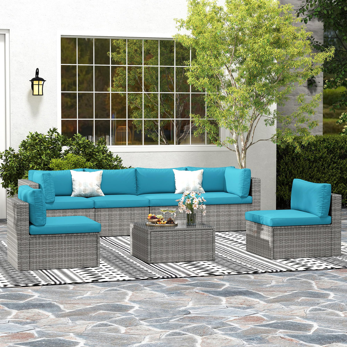 7-Piece Wicker Patio Conversation Set with Coffee Table W66482